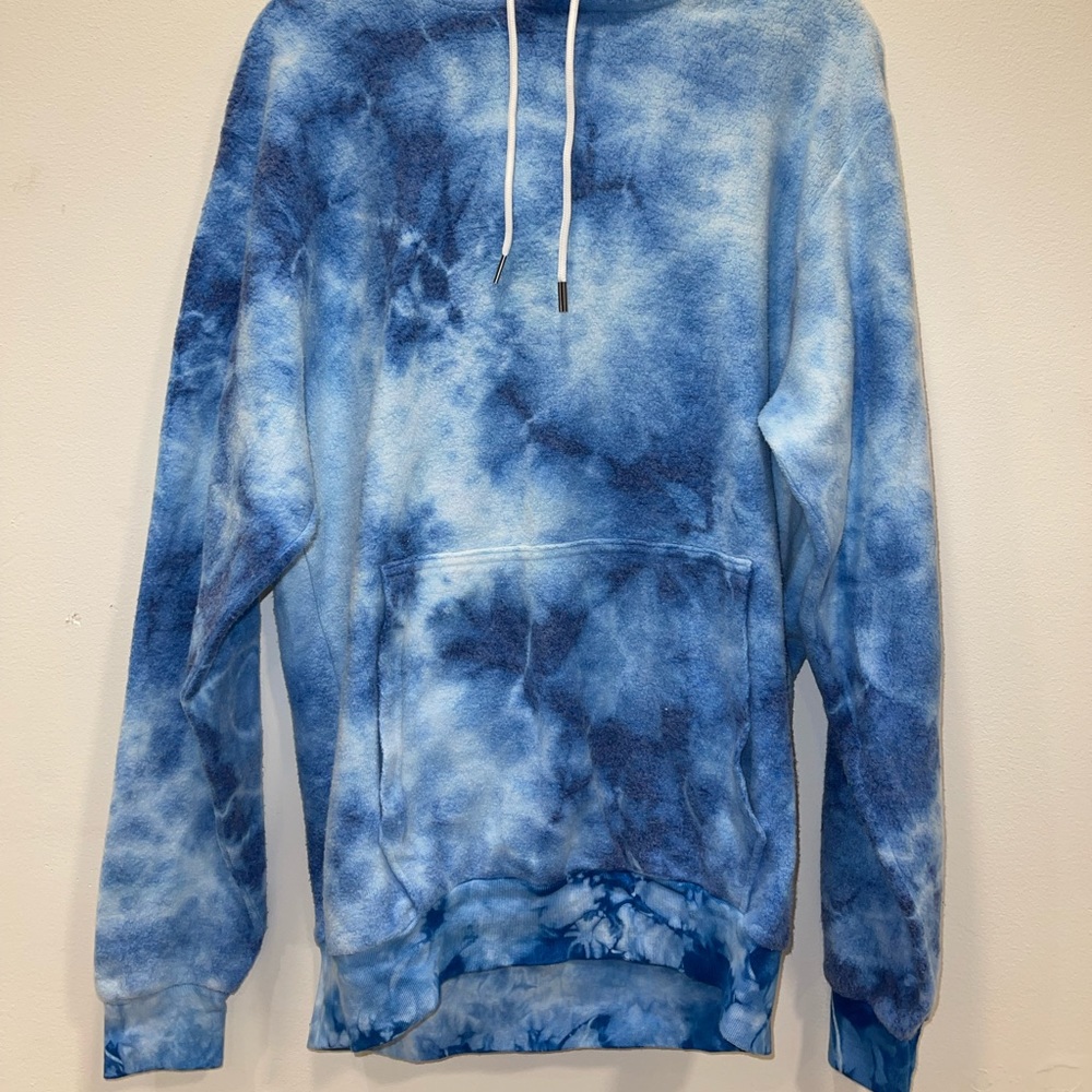 Blue tie dye hoodie, size medium.